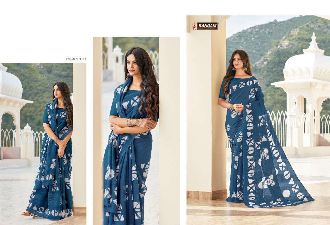 Sangam Belliza Designer Fancy Casual Wear Printed Cotton Saree Collection